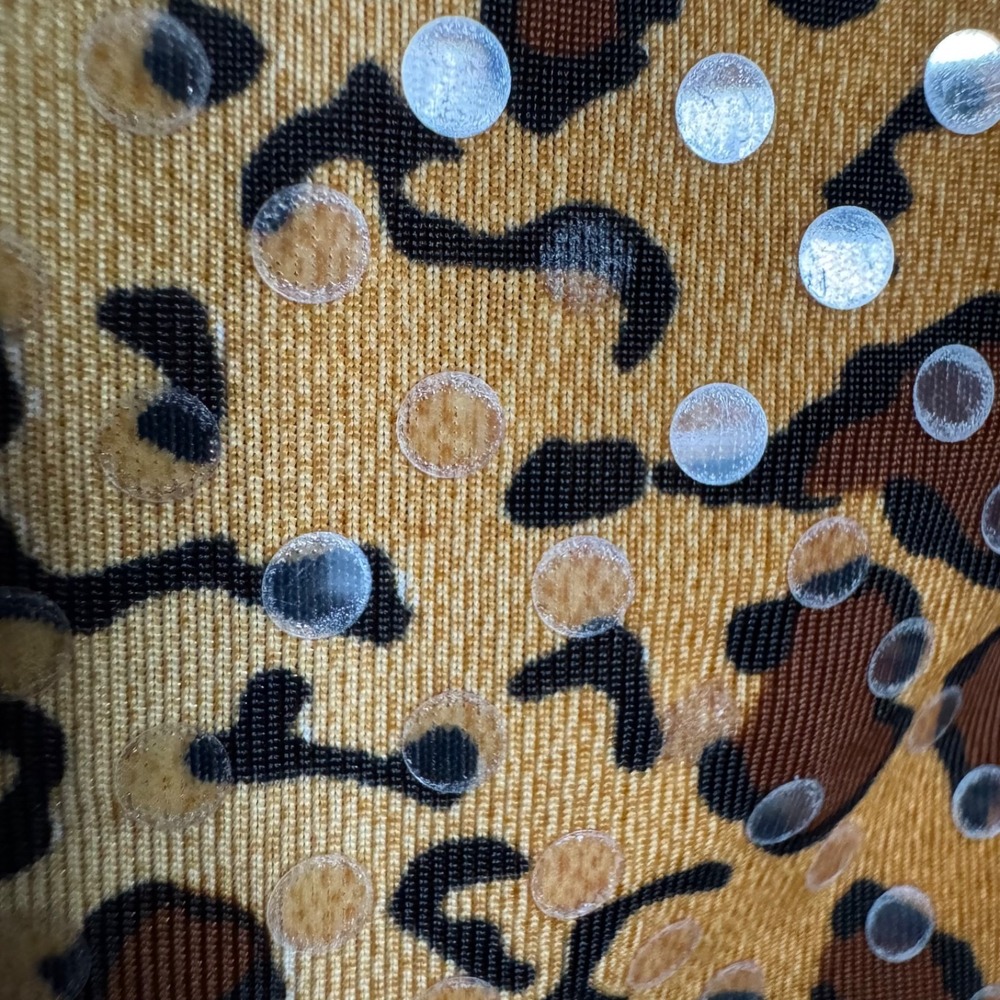Y2K Leopard Print Crop Top Sequins M Fits S XS Fitted Cami‎ Mob Wife Glam Party - Picture 12 of 13